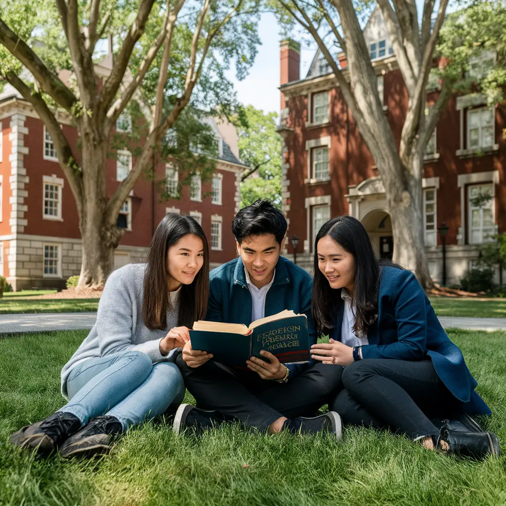 Estudante feliz com livro de francês